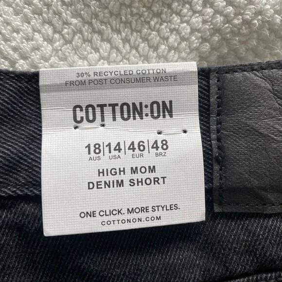 🖤👖 High-Waisted Denim Shorts by Cotton On - Size 14 for Effortless Style - Picture 3 of 4